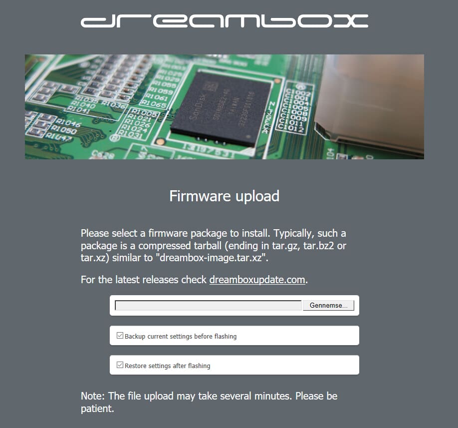 Firmware upload on Dreambox DM900/DM920